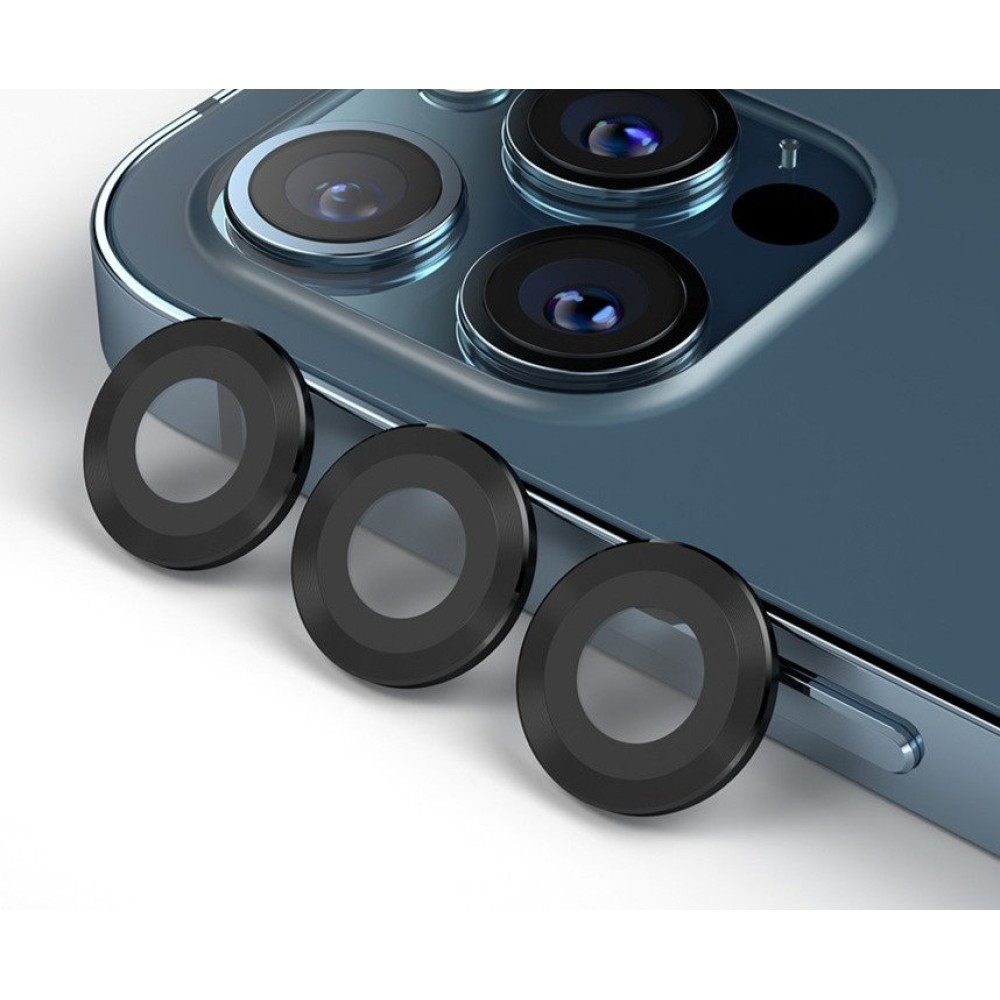 Blueo 9H Ring Metal Camera Lens Protector for iPhone 12 Pro Max Black